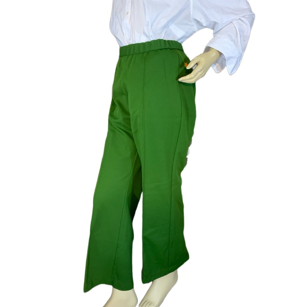 VINTAGE CIRCA 1970'S ALEX COLMAN GREEN FLARE LEG ELASTIC WAIST PANTS (M) - Picture 6 of 11